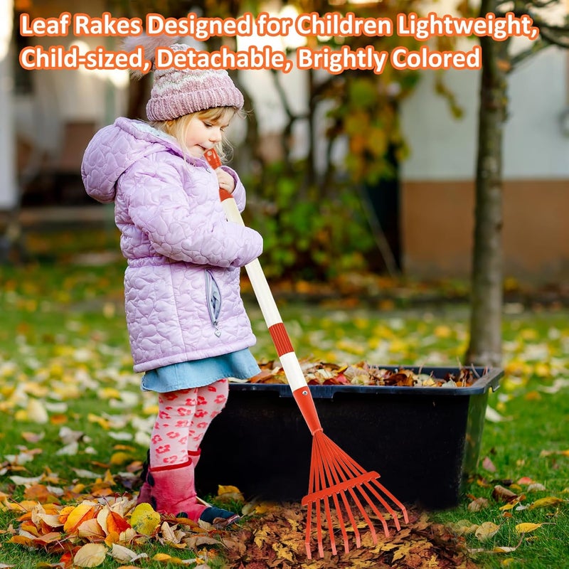 Fantang 2PCS Kids Rakes for Leaves, 28" Child Size Garden Yard Rake Childrens Lawn Rake Toddler Leaf Rakes Blue Red Metal Head with Detachable Hardwood Handle Great Gardening Tools for Boy Girl - Image 5